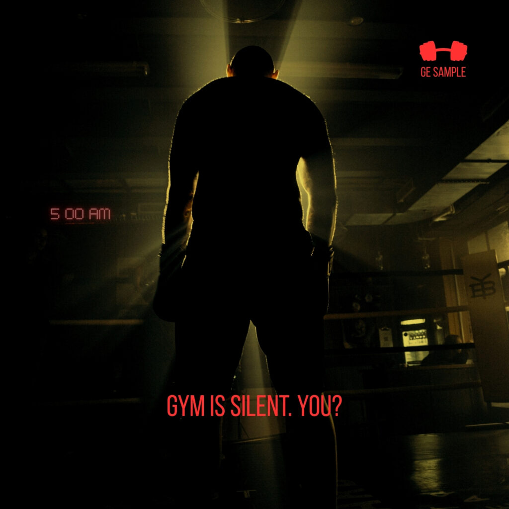 Post 1:  “GYM IS SILENT. YOU?” Built for the early risers. This post turns a quiet gym into a place of power. It doesn’t just say “train in the morning”  it celebrates the identityof the one who trains while the world sleeps. It tells the story of dedication in stillness. Not just an early start. A head start.